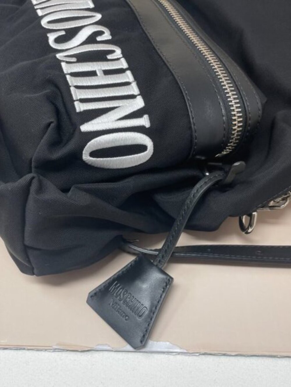 Moschino | Embroidered Leather-trimmed Shell Backpack - Picture 5 of 5